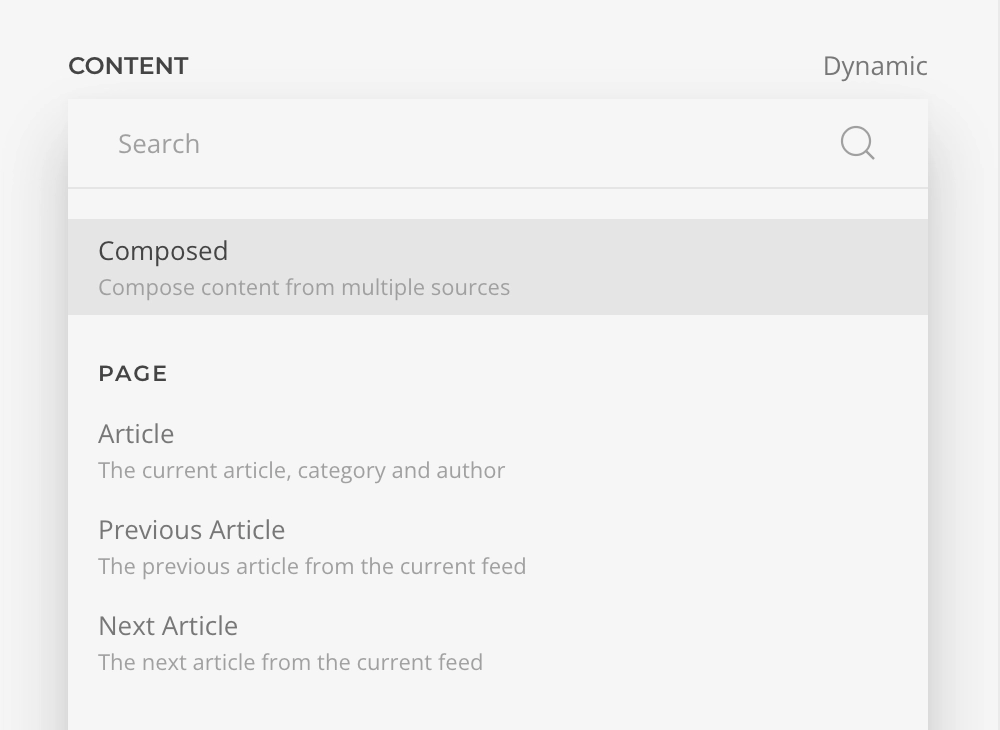 Composed Source Dynamic Option