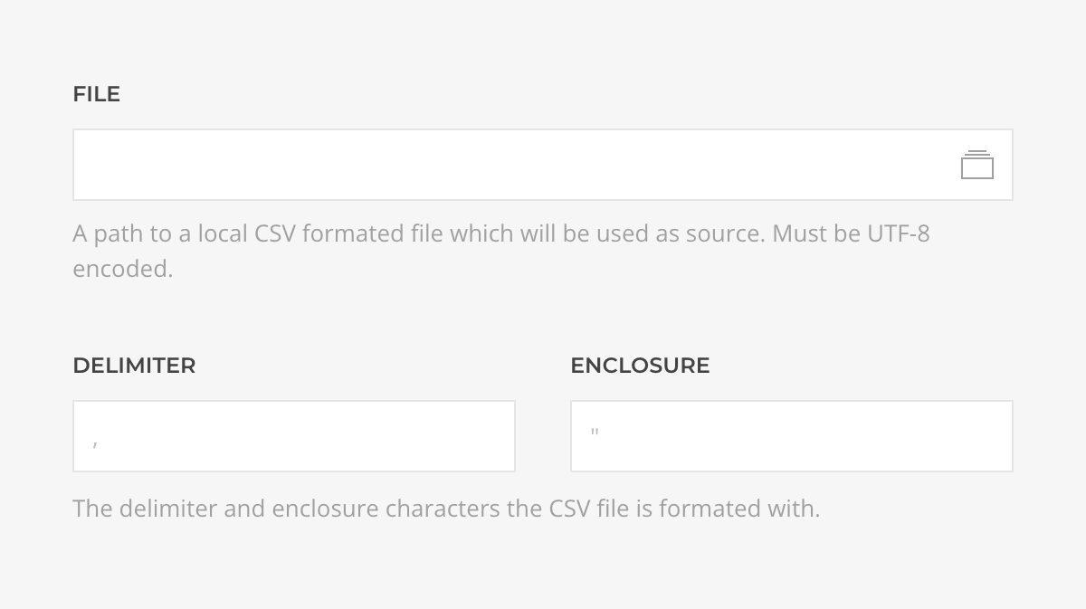 CSV Source Settings