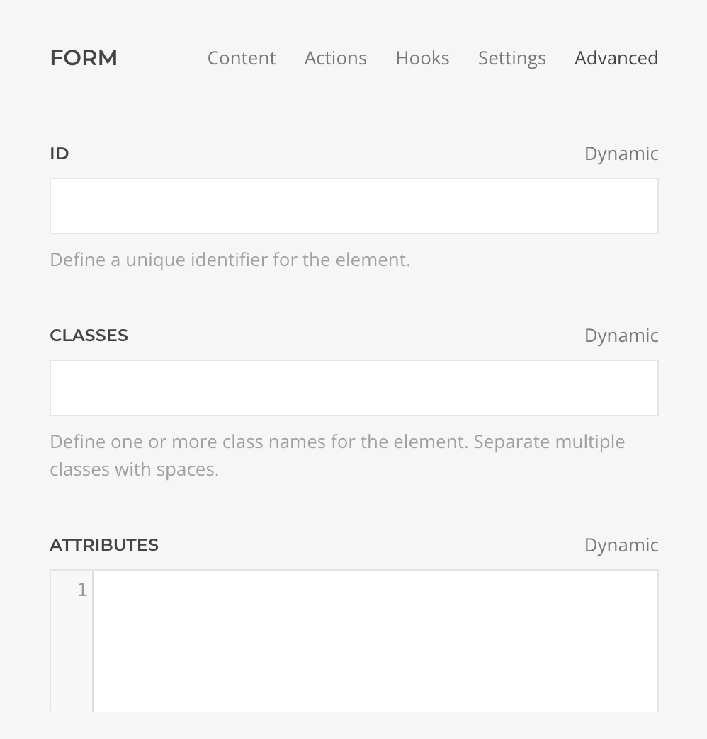 Form Advanced Settings