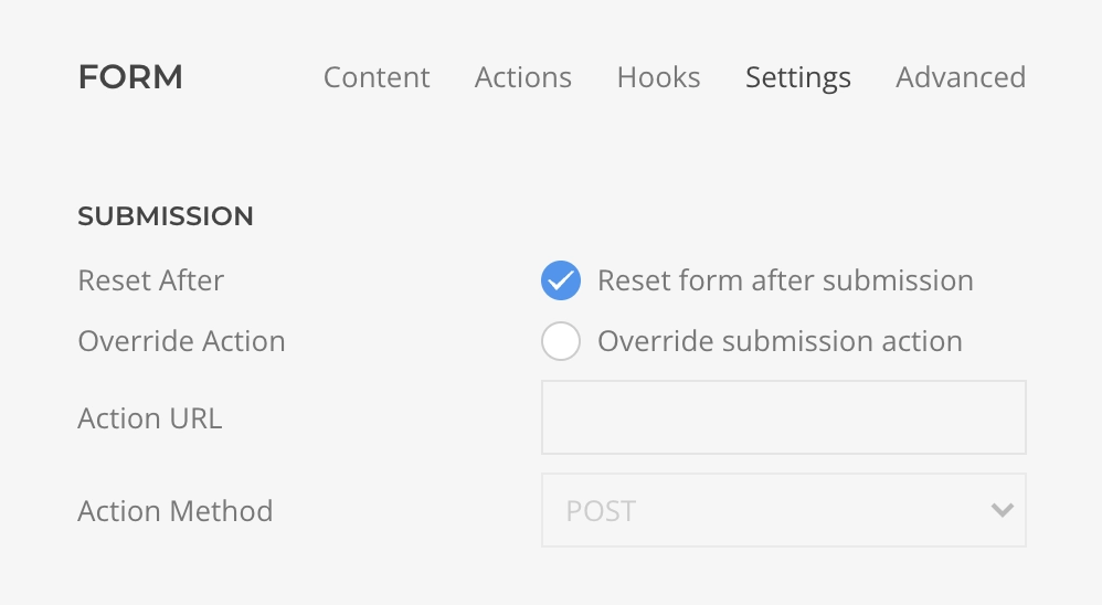 Form Submission Settings