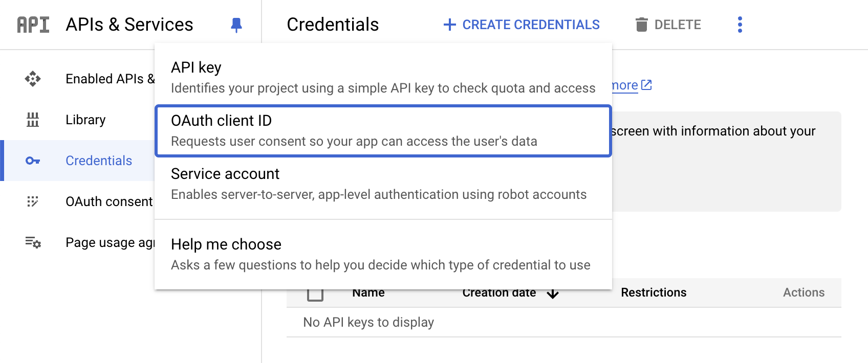 Google oAuth Client ID