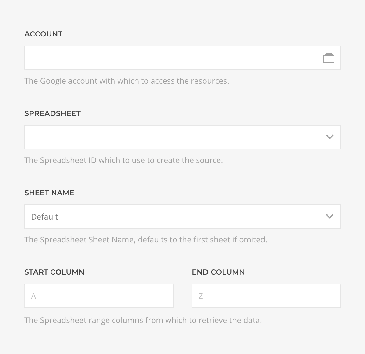 Google Sheets Instance Configuration