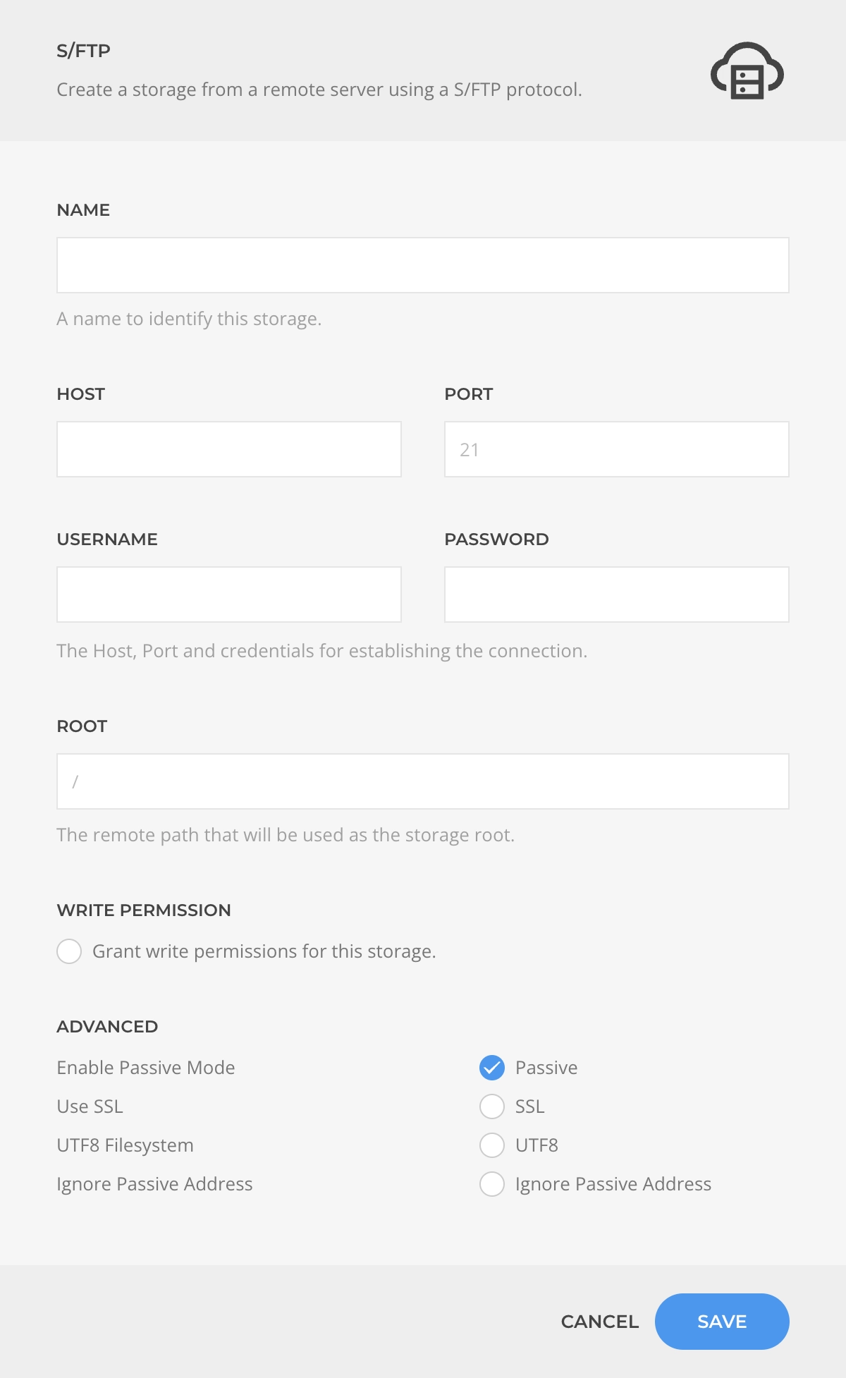 S/FTP Storage Adapter