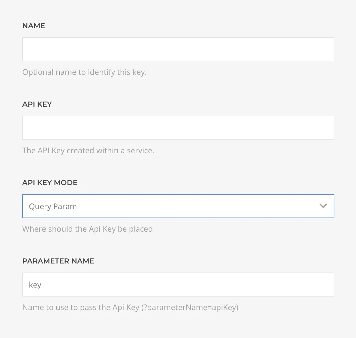 API Key Auth Settings