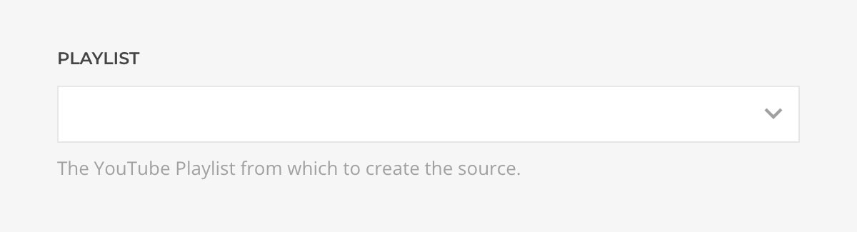 YouTube Source Configuration Playlist